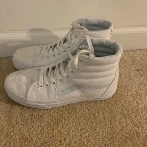 All white high top vans